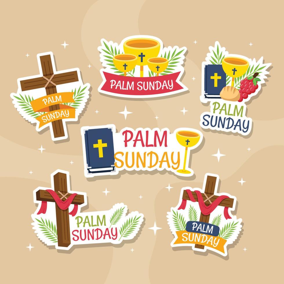 Palm Sunday Cute Sticker Pack vector