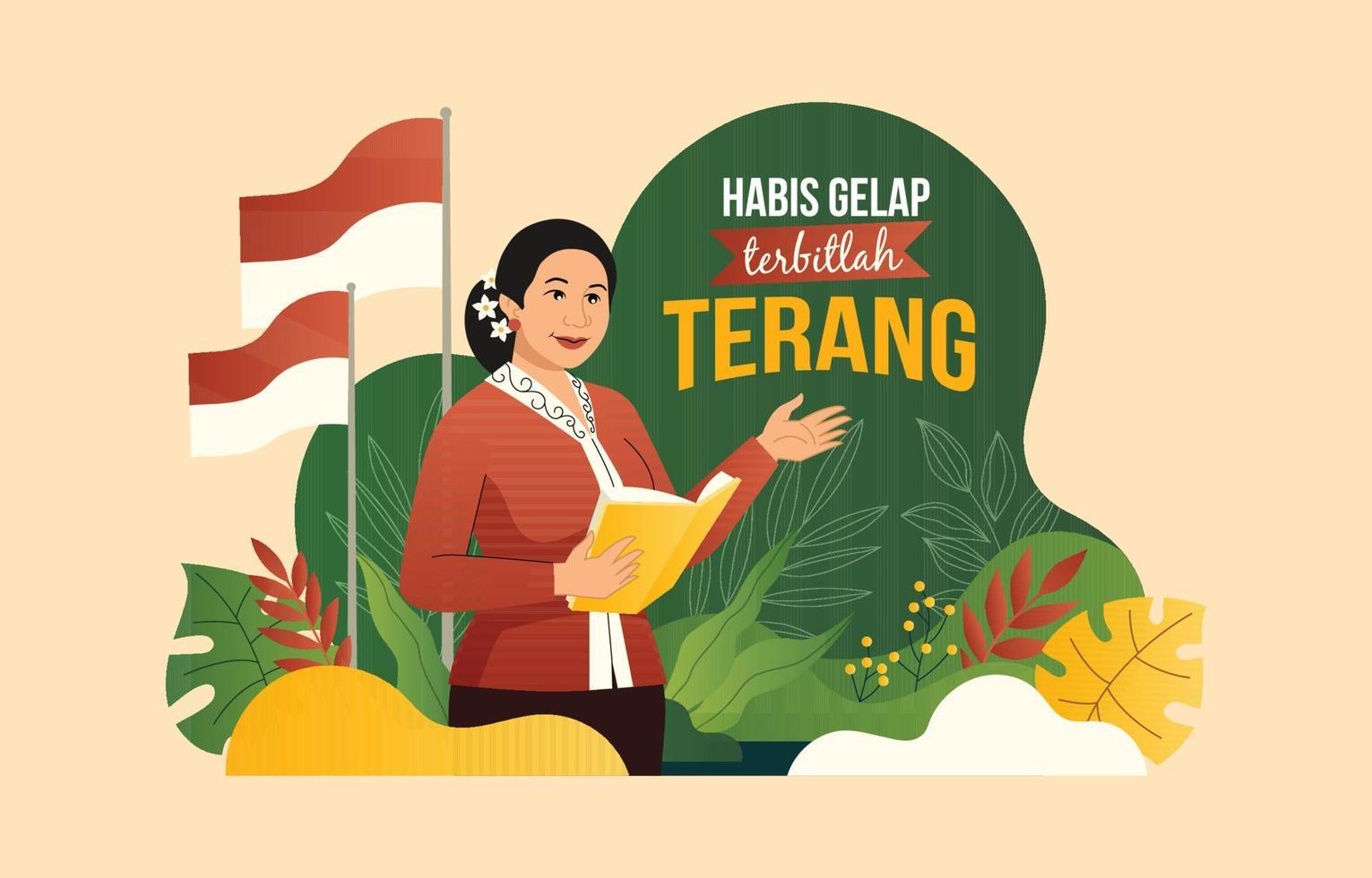 Selamat Hari Kartini in Flat Style vector