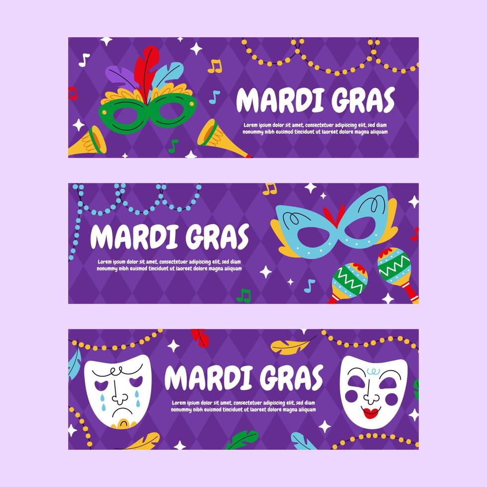 Mardi Gras Banner Set vector