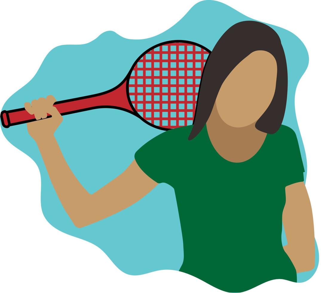 mujer sosteniendo un personaje plano de raqueta de tenis perfecto para el proyecto de diseño vector