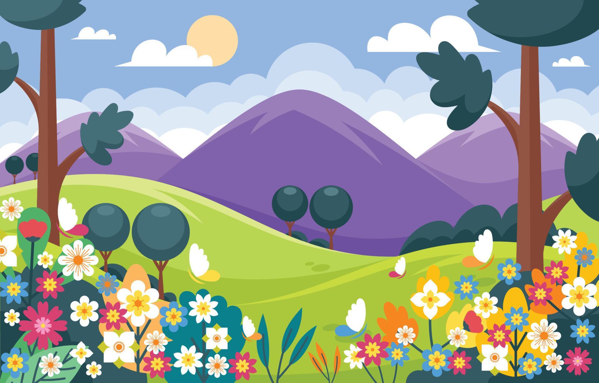 Spring Scenery Background 5414604 Vector Art at Vecteezy