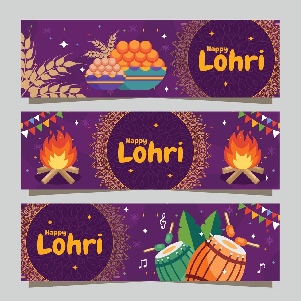 Lohri Festival Templates Banner vector