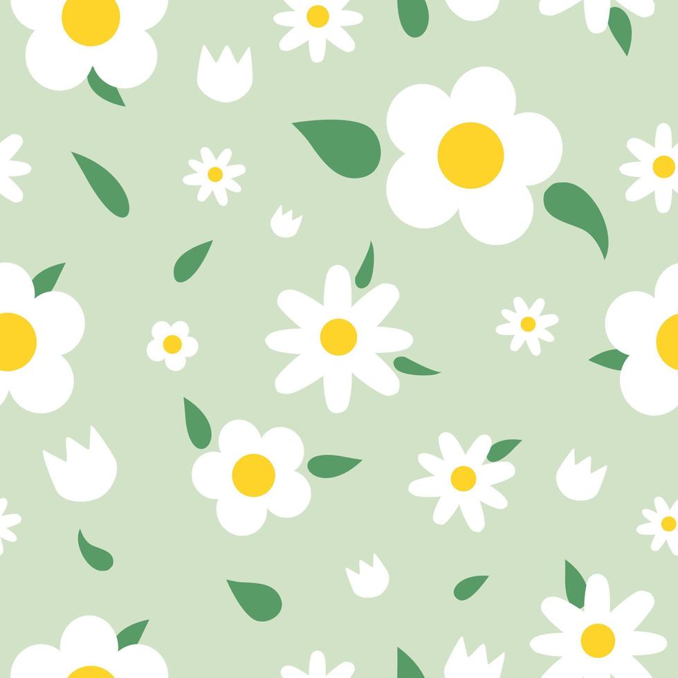 Green flower pattern. Seamless green flowers. Green flower background. Wrapping paper pattern. vector