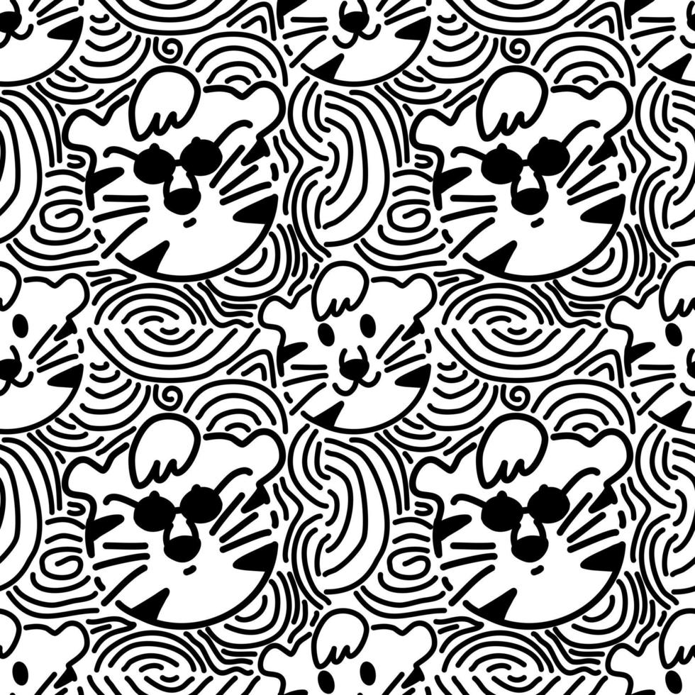 Seamless art pattern. Seamless tiger. Cloth decoration patterns. Decorate bags and clothes. Hand drawn lines. vector