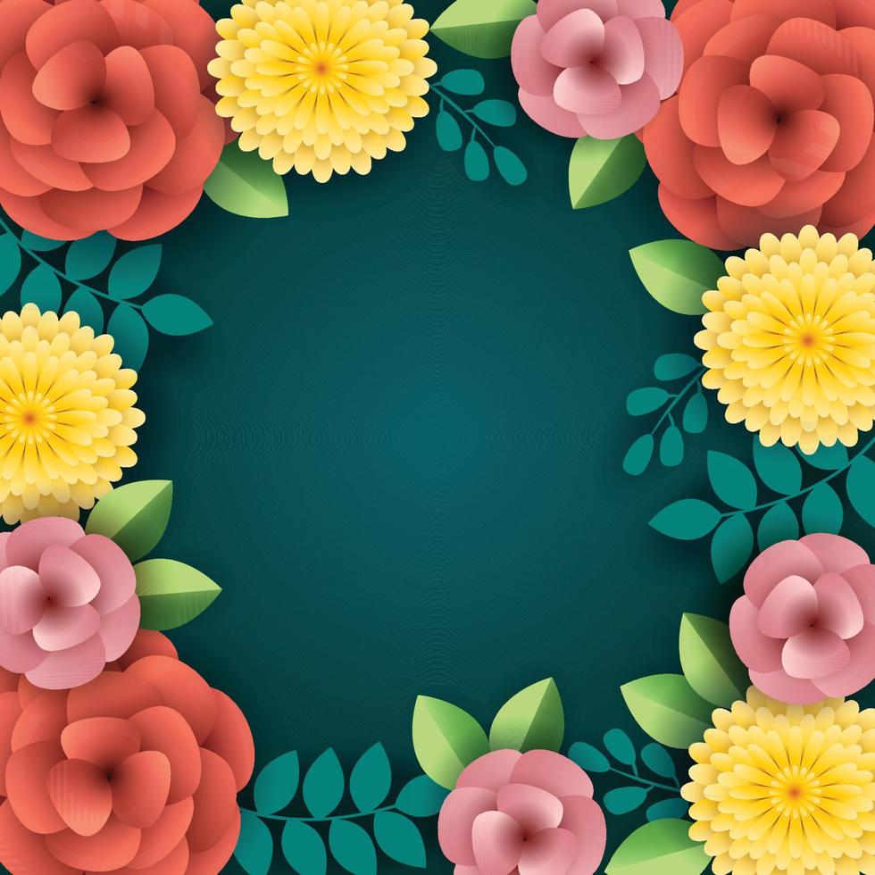 fondo de flor de corte de papel vector