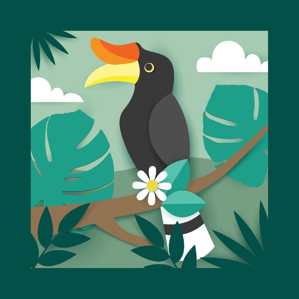 Paper Cut of Exotic Bird vector