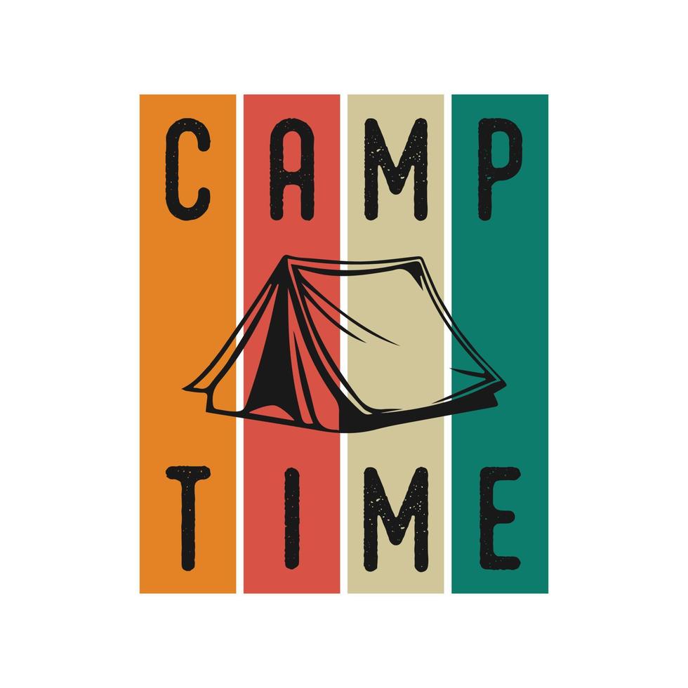 tiempo de campamento tipografía vintage retro montaña camping senderismo eslogan camiseta diseño ilustración vector