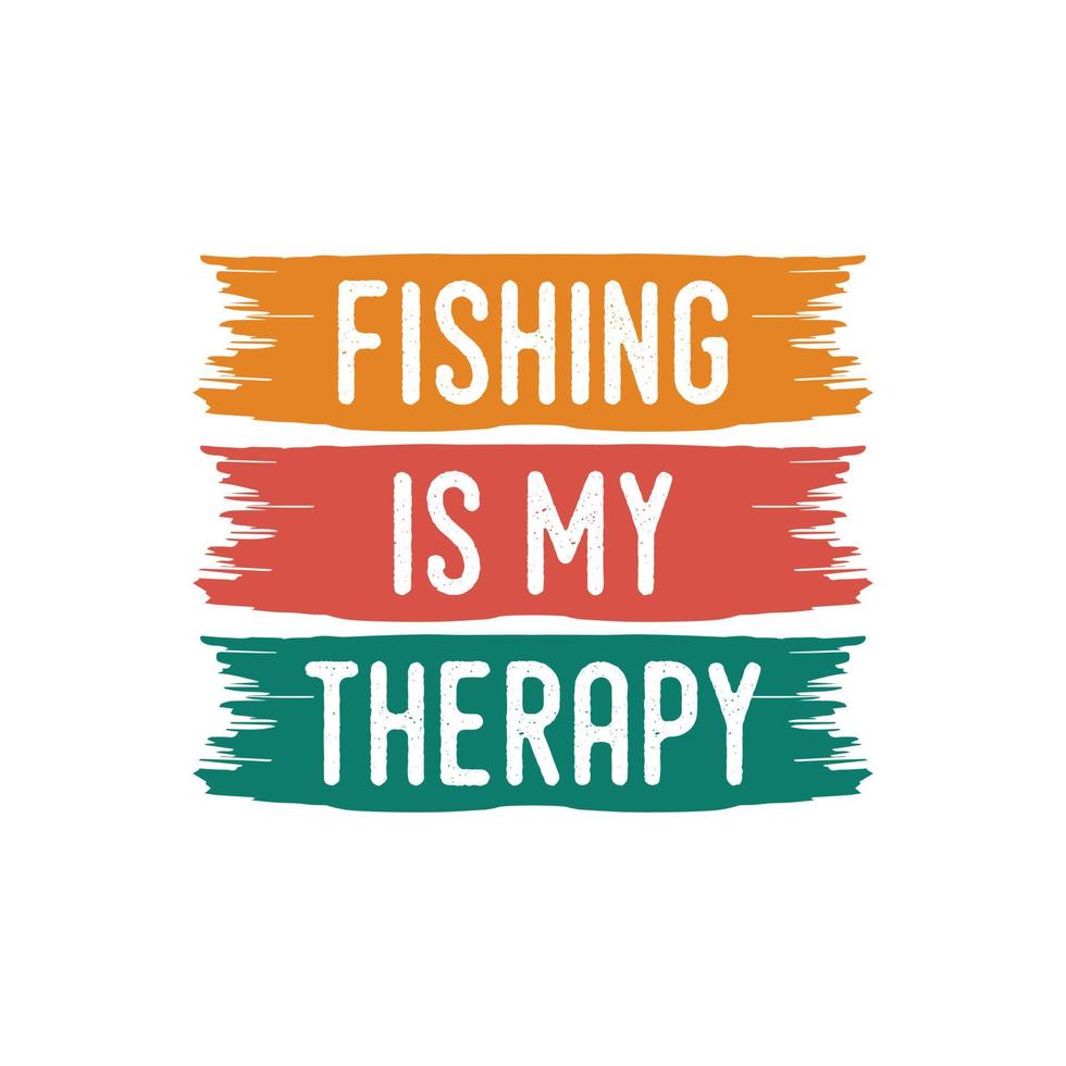 la pesca es terapia tipografía vintage eslogan de pesca retro ilustración de diseño de camiseta vector