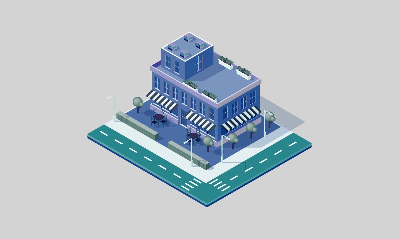 elementos isométricos de la ciudad vector