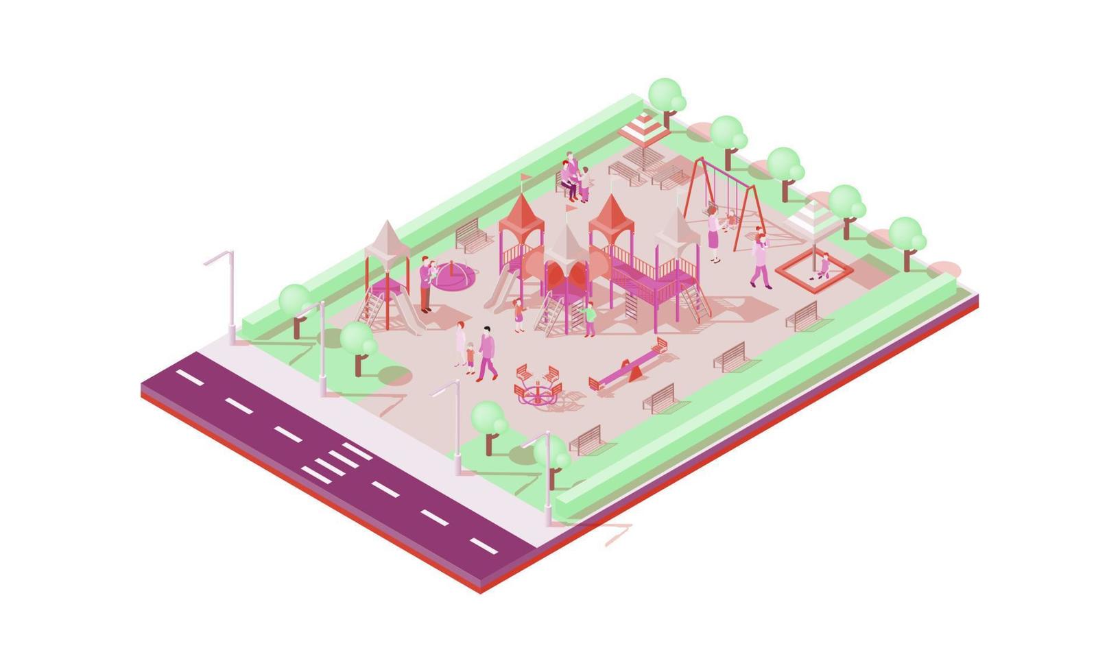 Isometric city elements vector