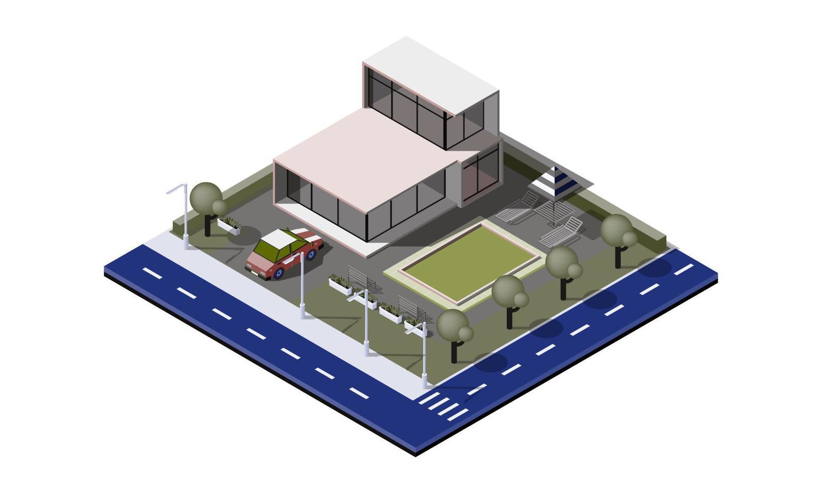 Isometric city elements vector