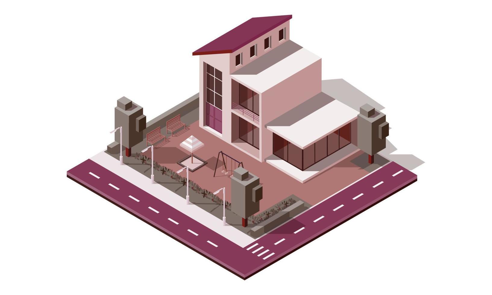 Isometric city elements vector