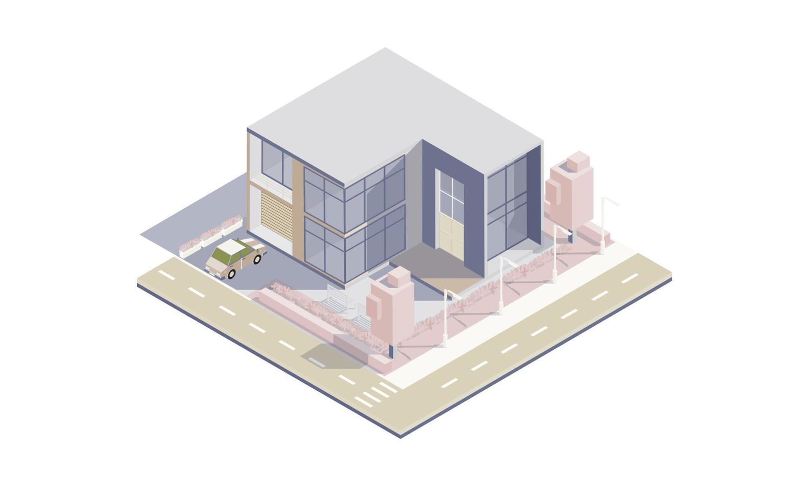 Isometric city elements vector