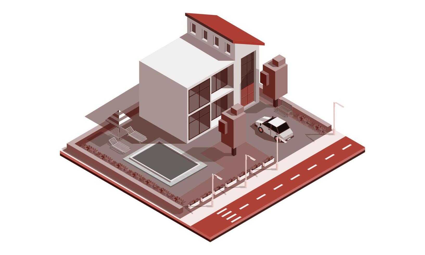 Isometric city elements vector