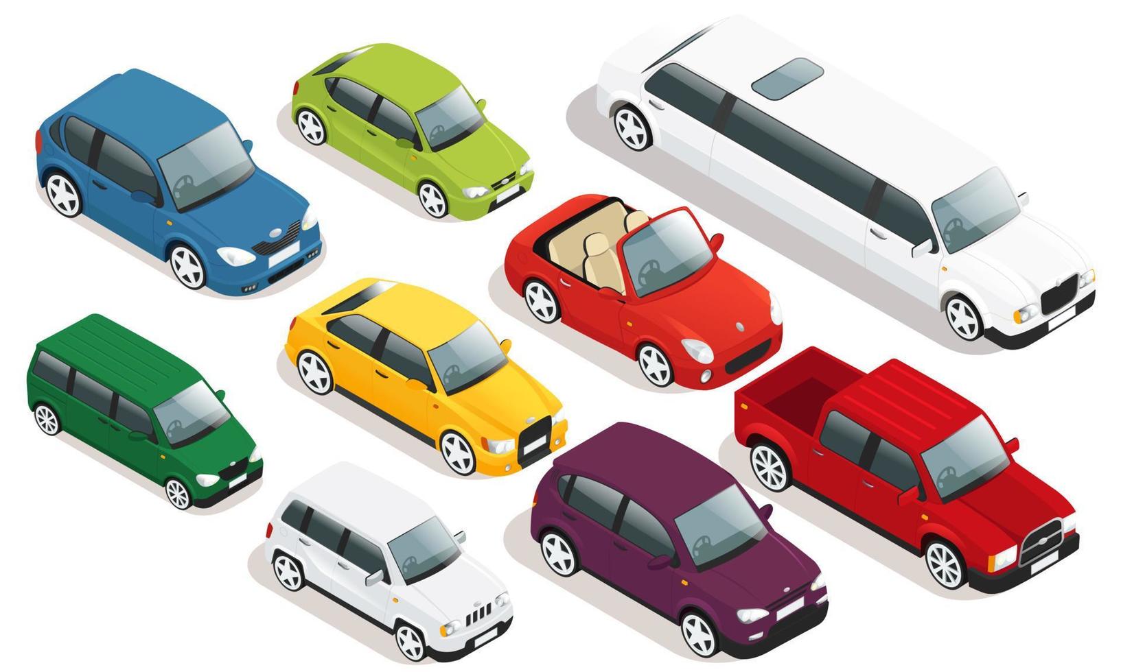 Isometric car elements vector