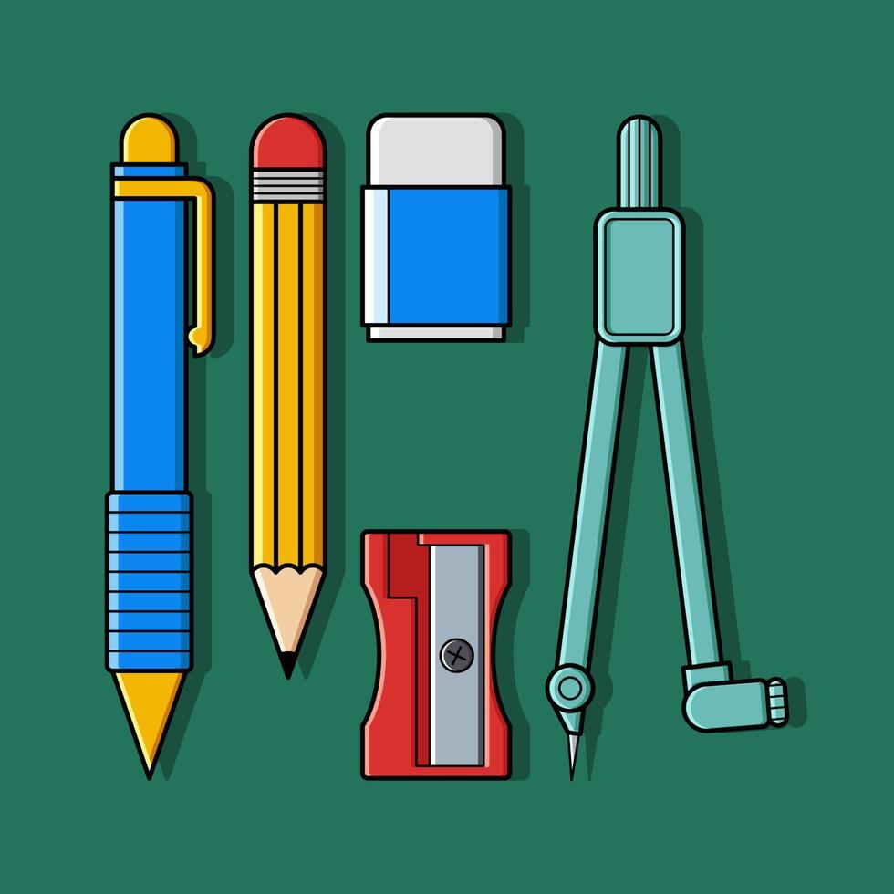 School stationery collection, Vector illustration eps.10