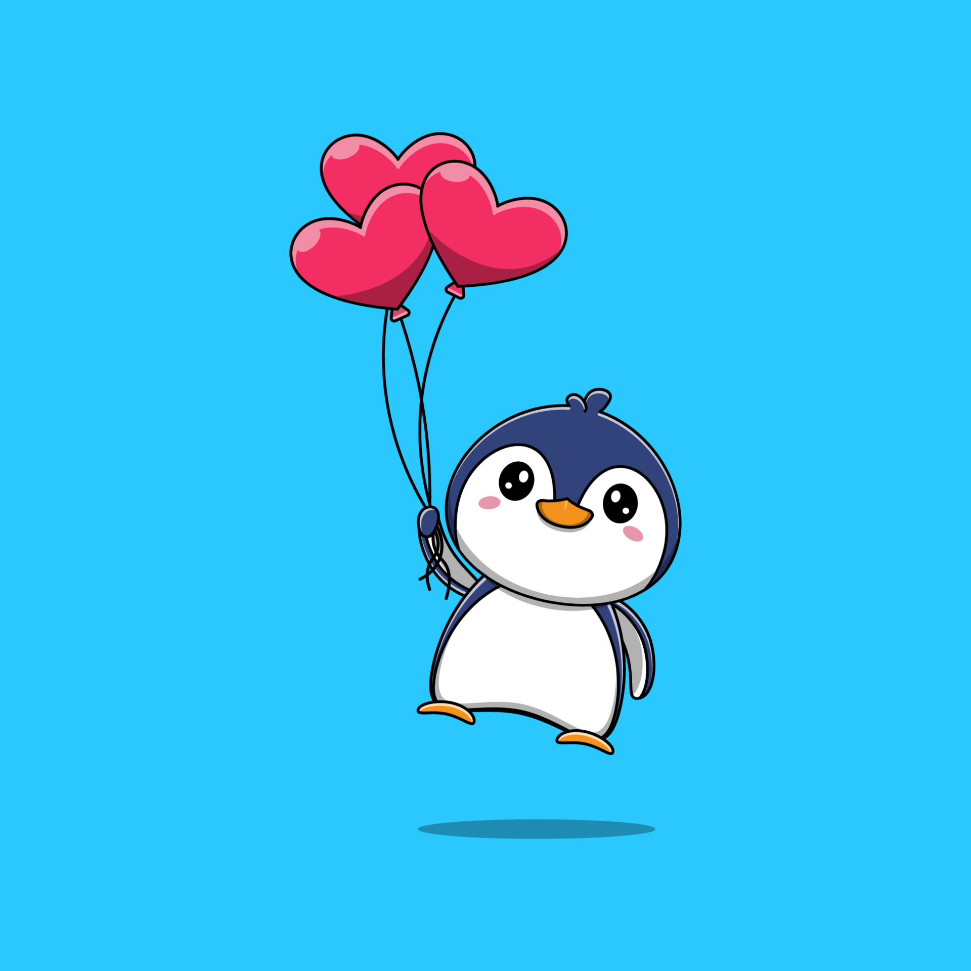 Premium Vector  Penguin holding balloons a cartoon penguin