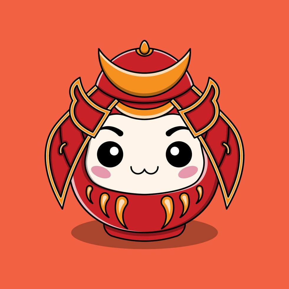 lindo japonés daruma samurai, ilustración vectorial eps.10 vector