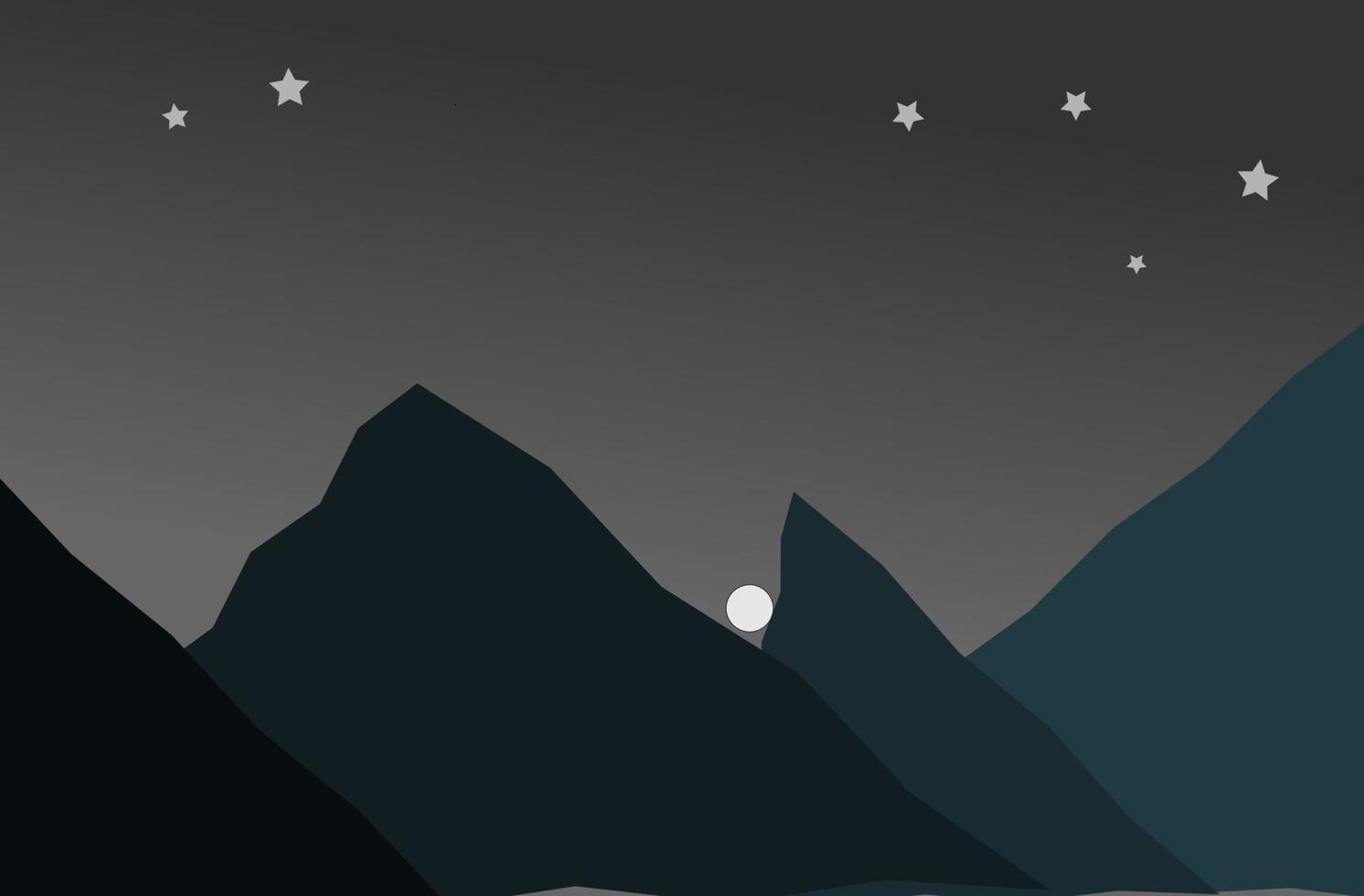 paisaje con luna y diseño de imagen de fondo de icono plano vector