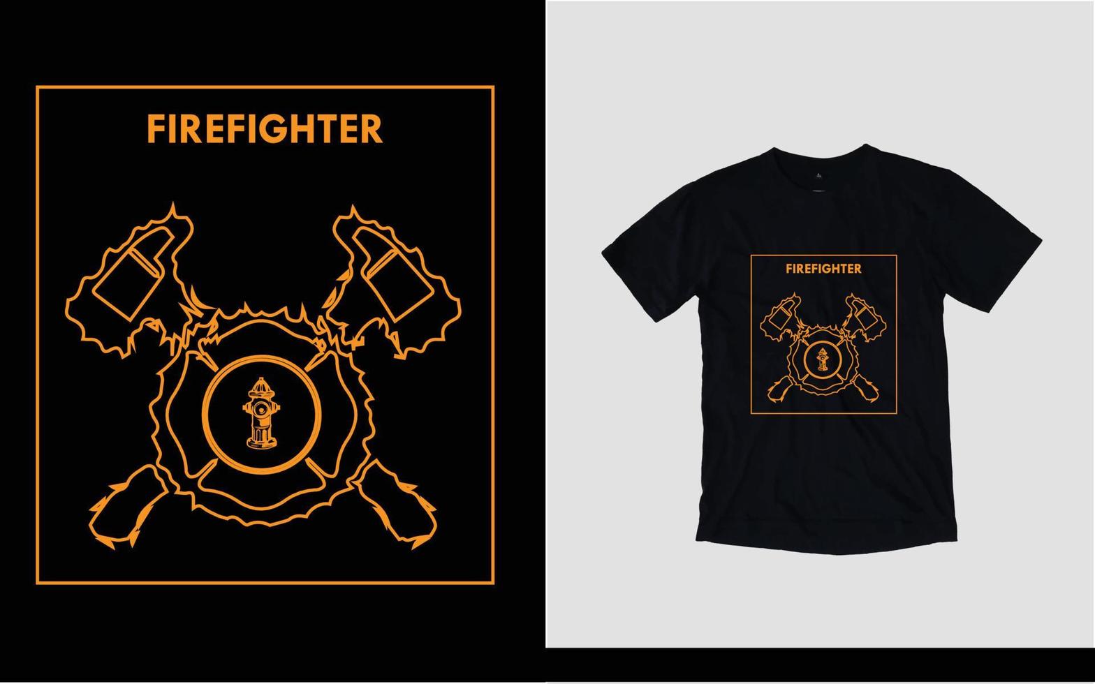 Fire fighter background and t-shirt design vector