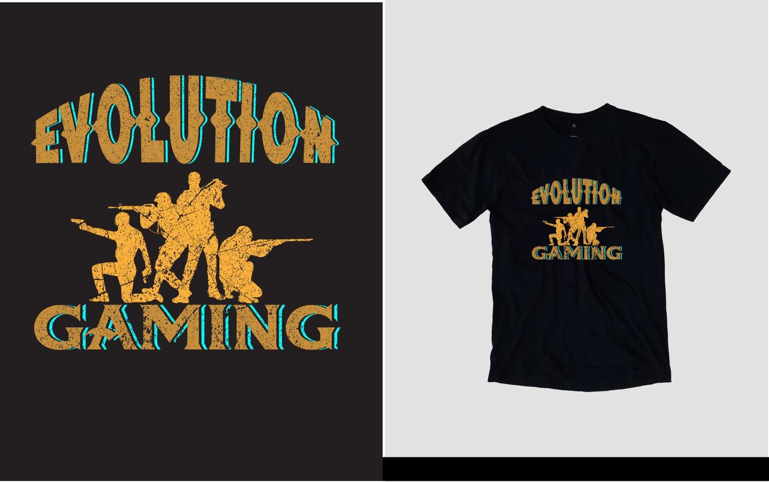 diseño de camiseta de juego de evolución y almohadilla de juego de pc vector
