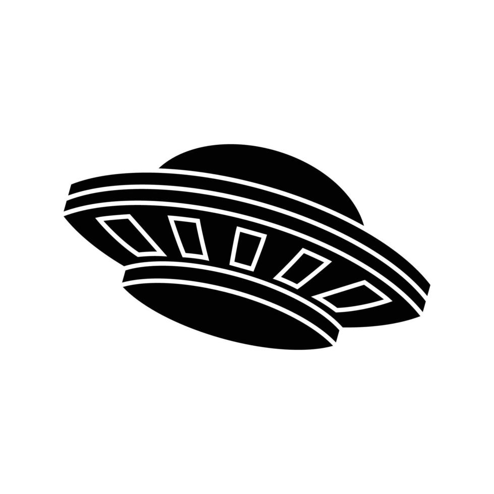 Cartoon version design of UFO in black silhouette vector