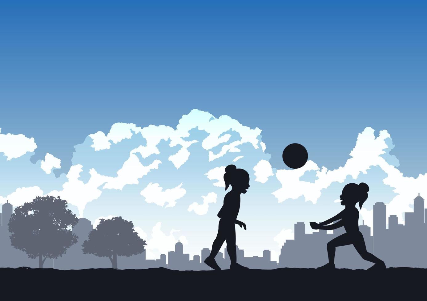 girls enjoy with playing volleyball vector