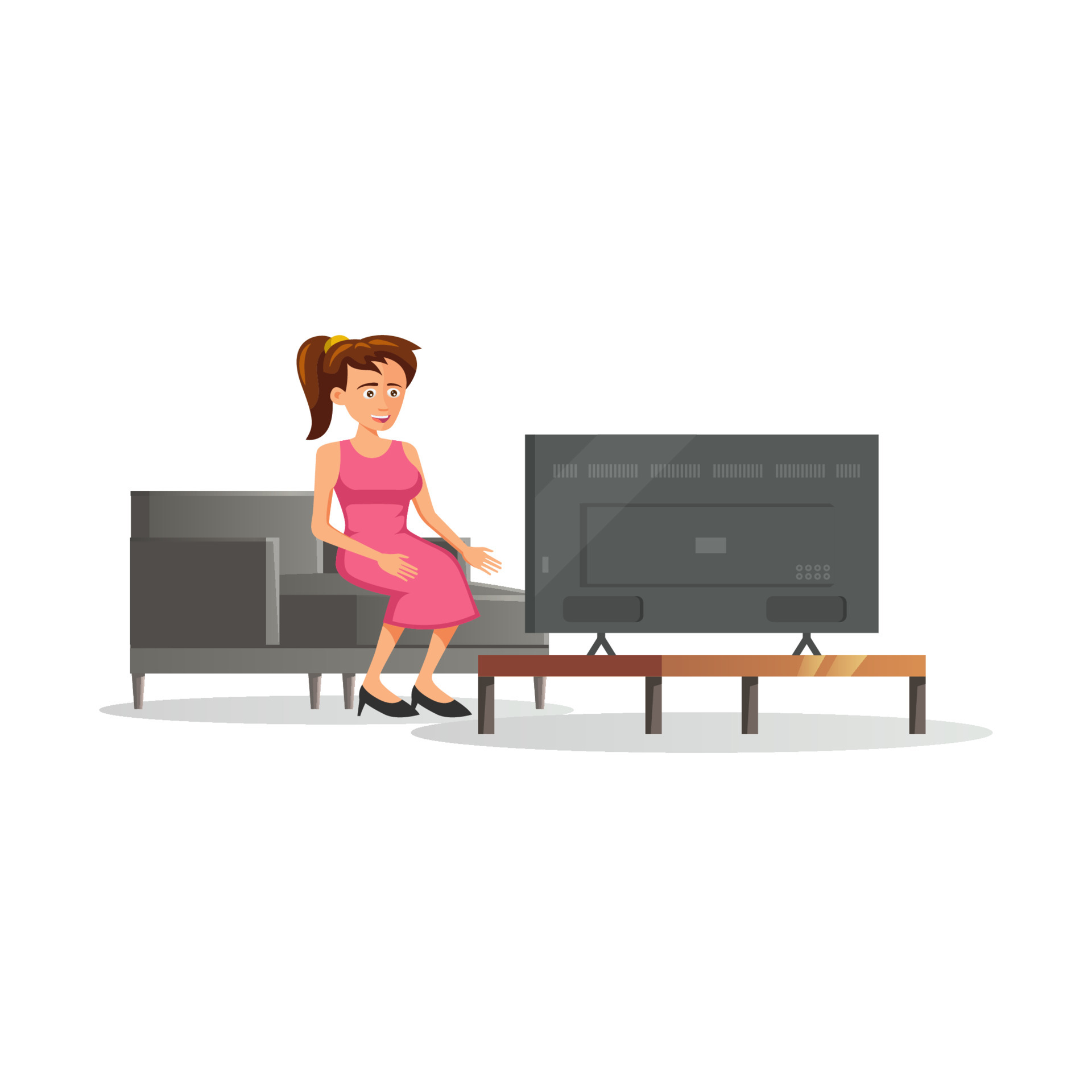 flat design of cartoon character of woman is watching TV 5414963 Vector Art at Vecteezy flat design of cartoon character of woman is watching TV 5414963 Vector Art at Vecteezy
