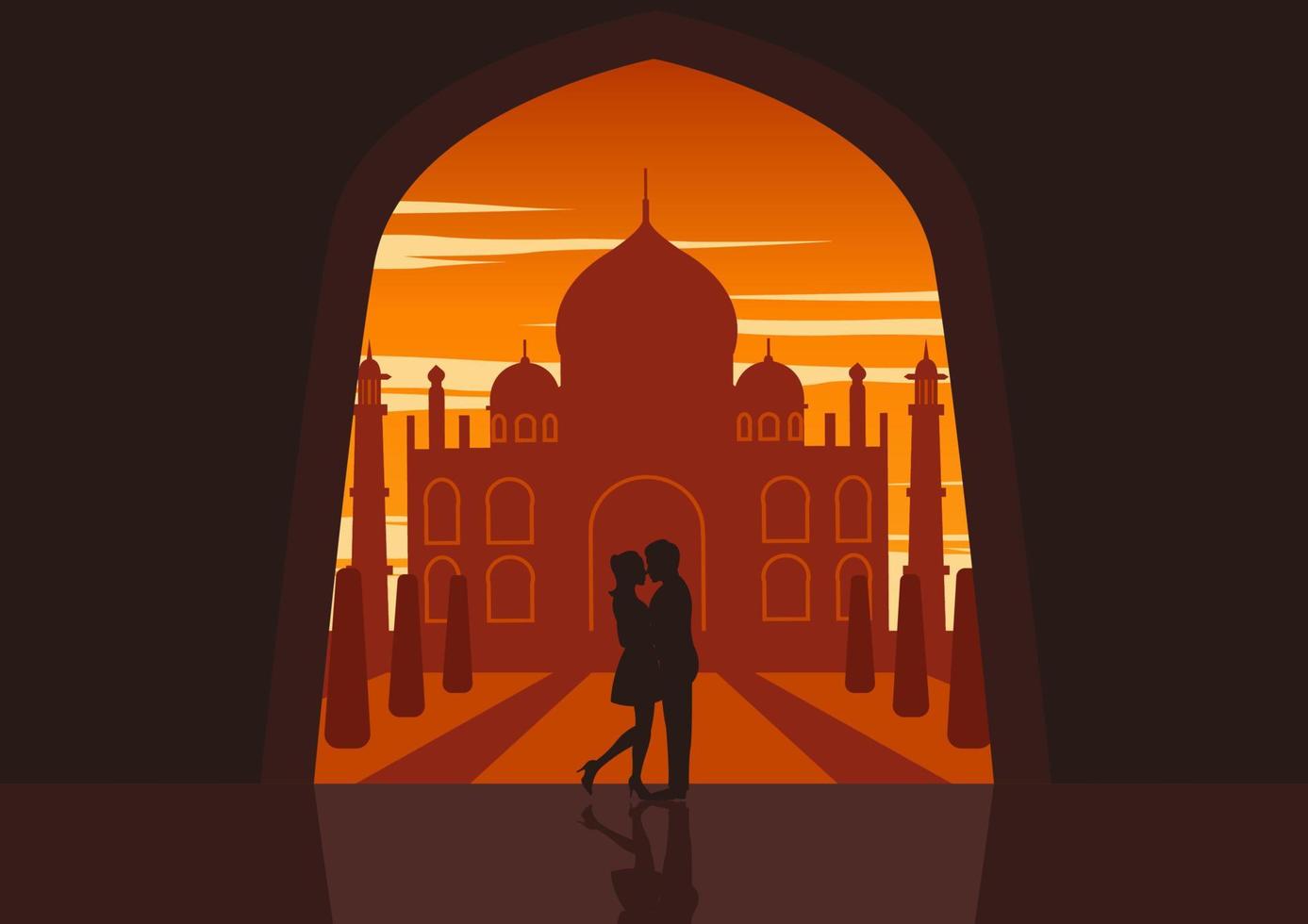 People - 07 Couple Taj  Mahal vector