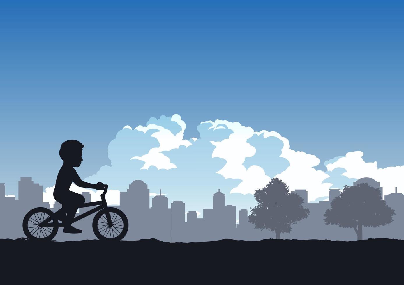 boys enjoy with cycling in the park vector