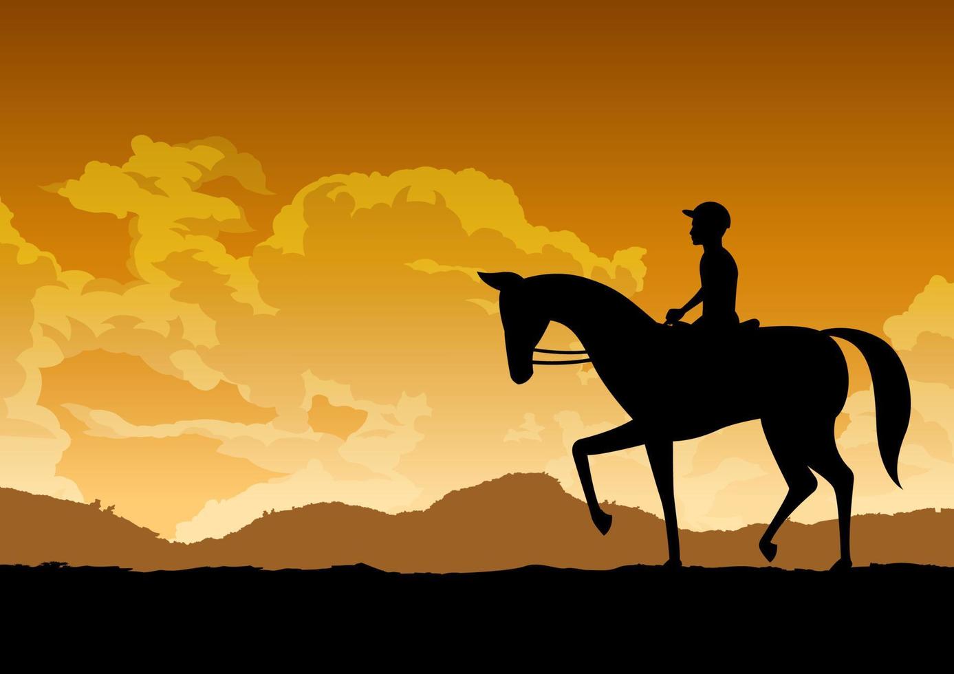 silhouette design of man is riding horse vector