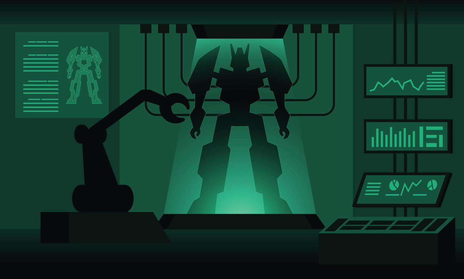 Sci-fi and futuristic of silhouette art of robot lab vector