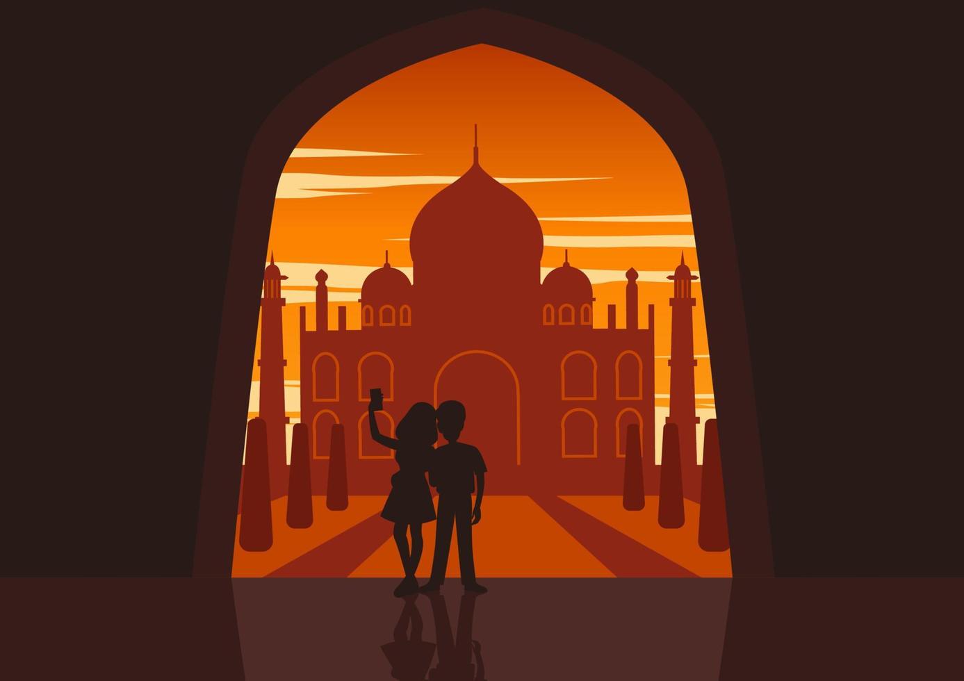 People - 08 Couple Taj  Mahal vector