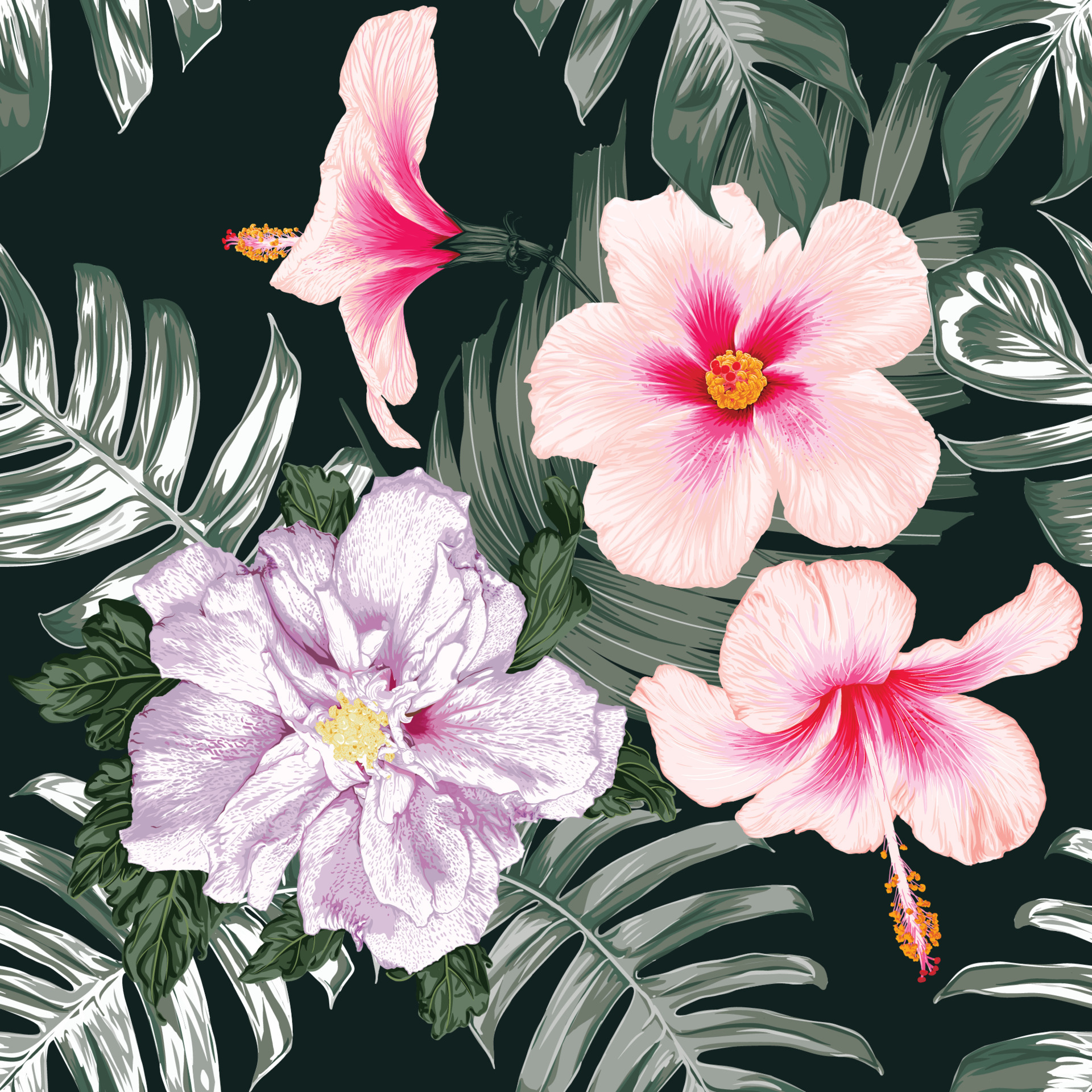 Hibiscus Pattern Vector Art, Icons, and Graphics for Free Download