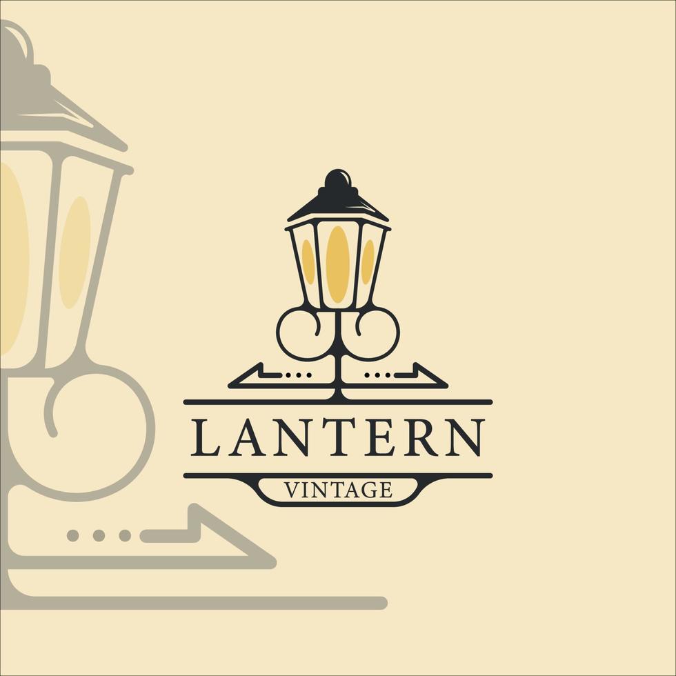 Linterna logo vintage vector ilustración plantilla icono diseño gráfico. icono de restaurante de lámpara de calle con estilo retro