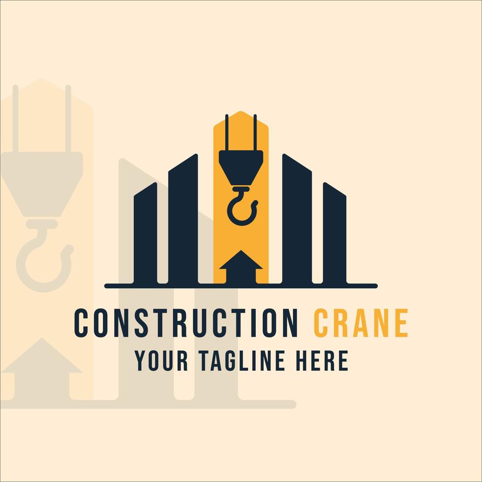 hook crane logo vintage  vector illustration template icon graphic design. retro construction sign or symbol for industry and company concept