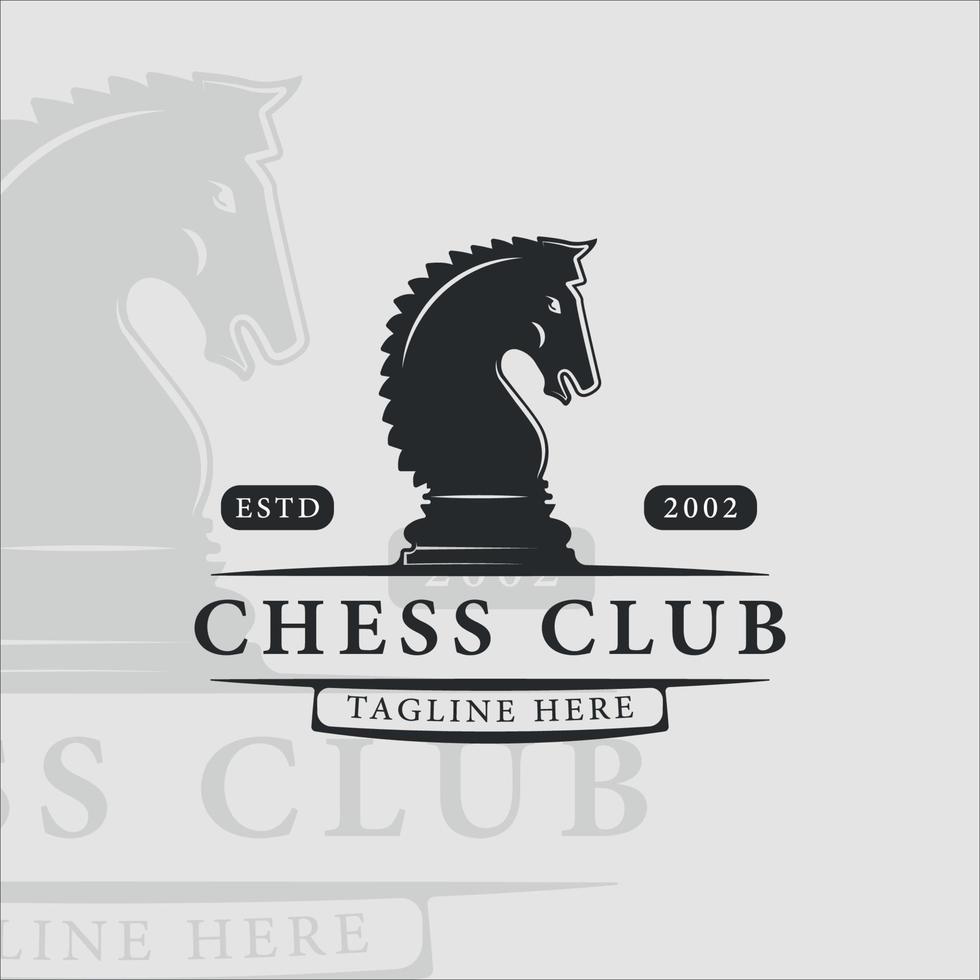 chess and horse logo vintage vector illustration template icon graphic design. knight retro sign or symbol for chess tournament or club