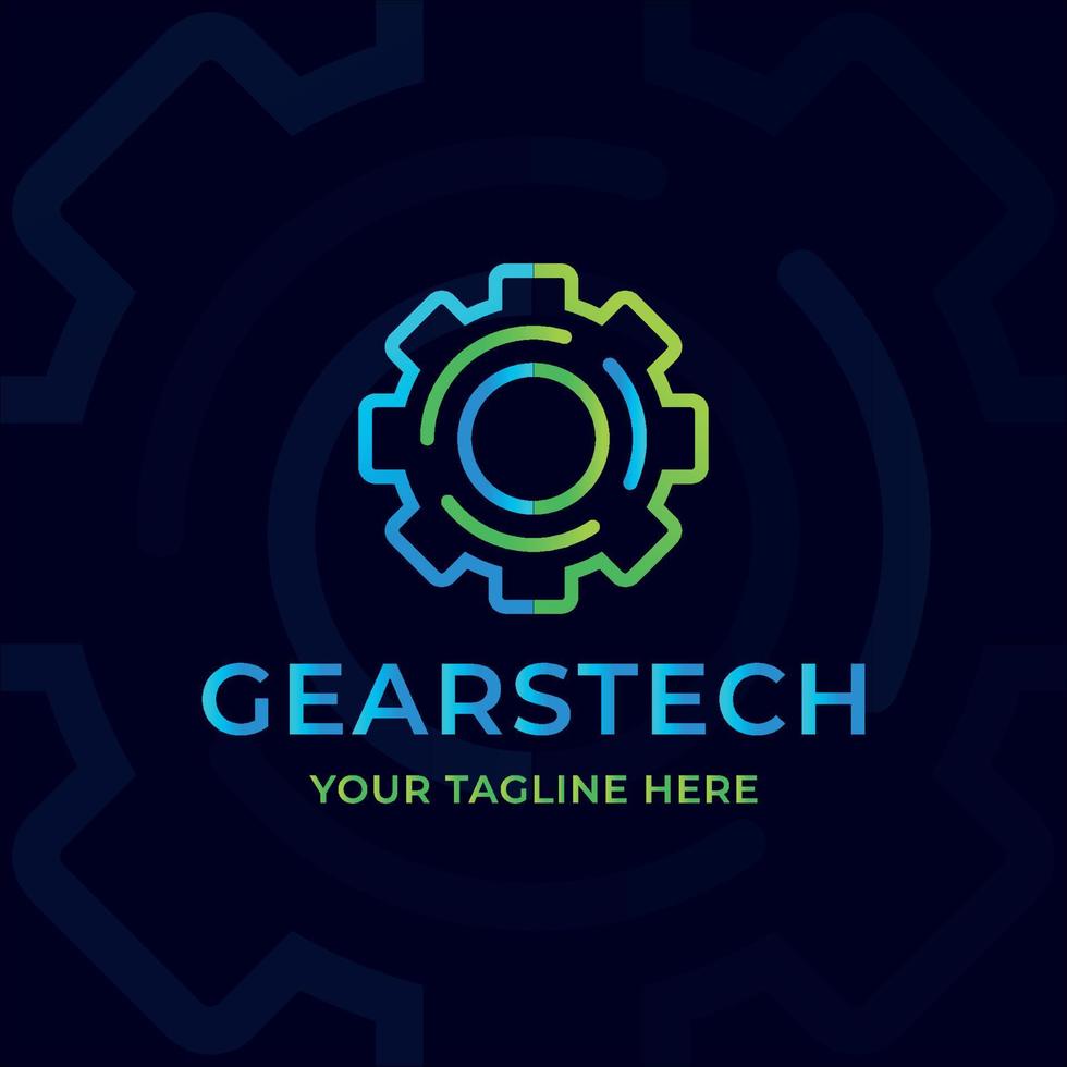 gears logo modern line art gradient color vector illustration template icon graphic design. technology symbol or sign for industry and company concept