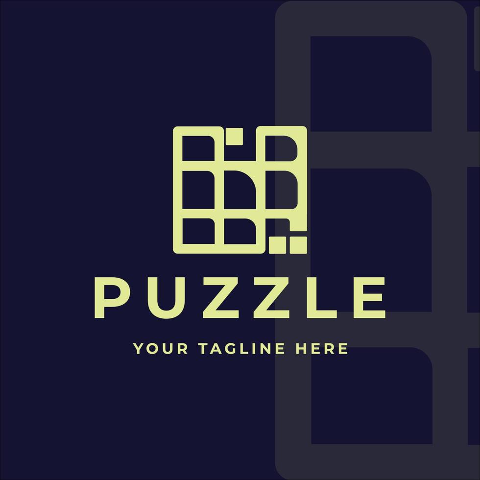 square puzzle logo outline vintage vector illustration template icon graphic design