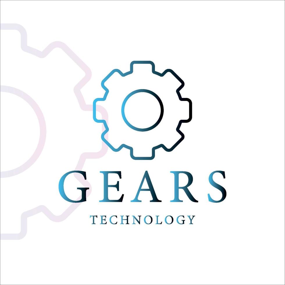 gears logo line art gradient color vector illustration template icon graphic design