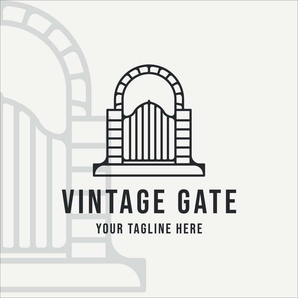 vintage gate line art logo vector illustration template icon graphic design