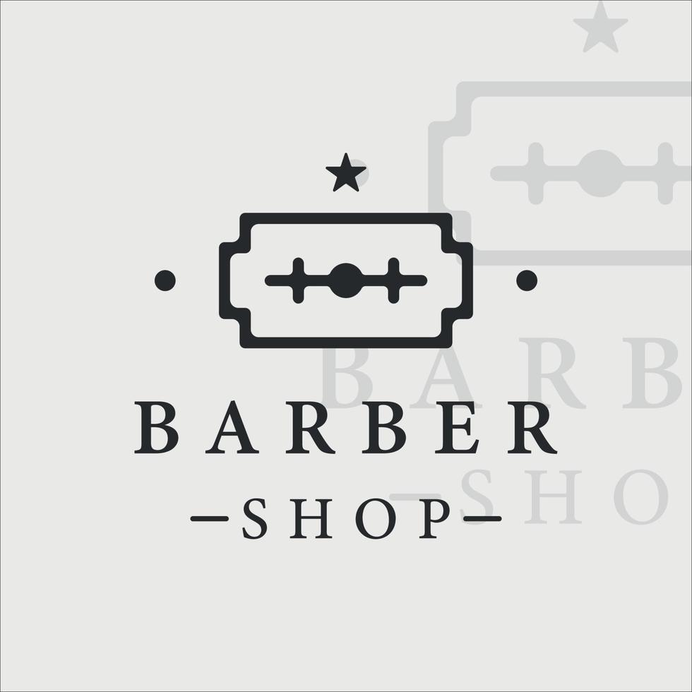 barber shop logo vintage minimalist vector illustration template icon graphic design. razor line art simple retro style