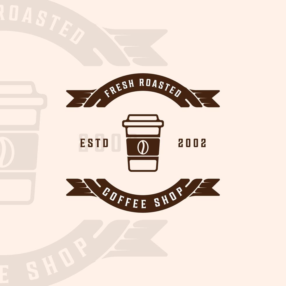 coffee shop logo vintage vector illustration template icon graphic design. drink or beverage sign or symbol for business with badge and typography style