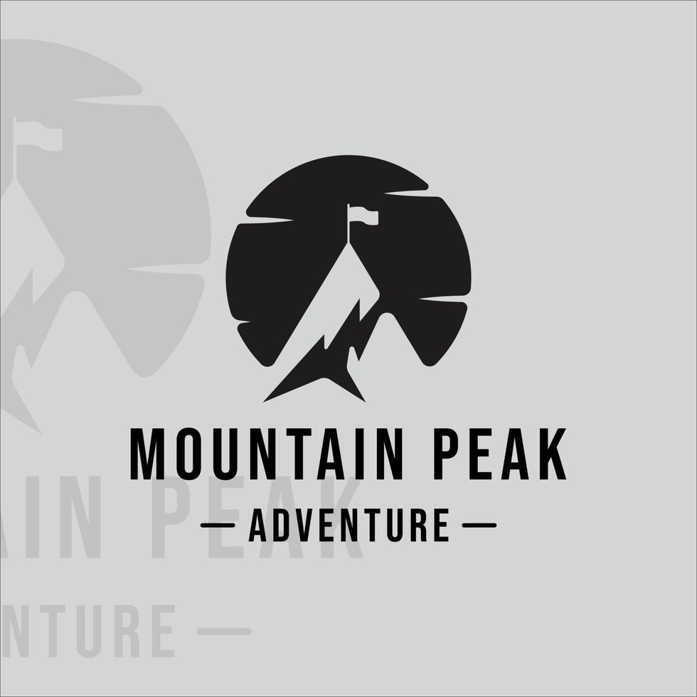 mountain peak summit logo simple vintage vector illustration template icon graphic design. sun at mountain minimalist sign or symbol for travel adventure