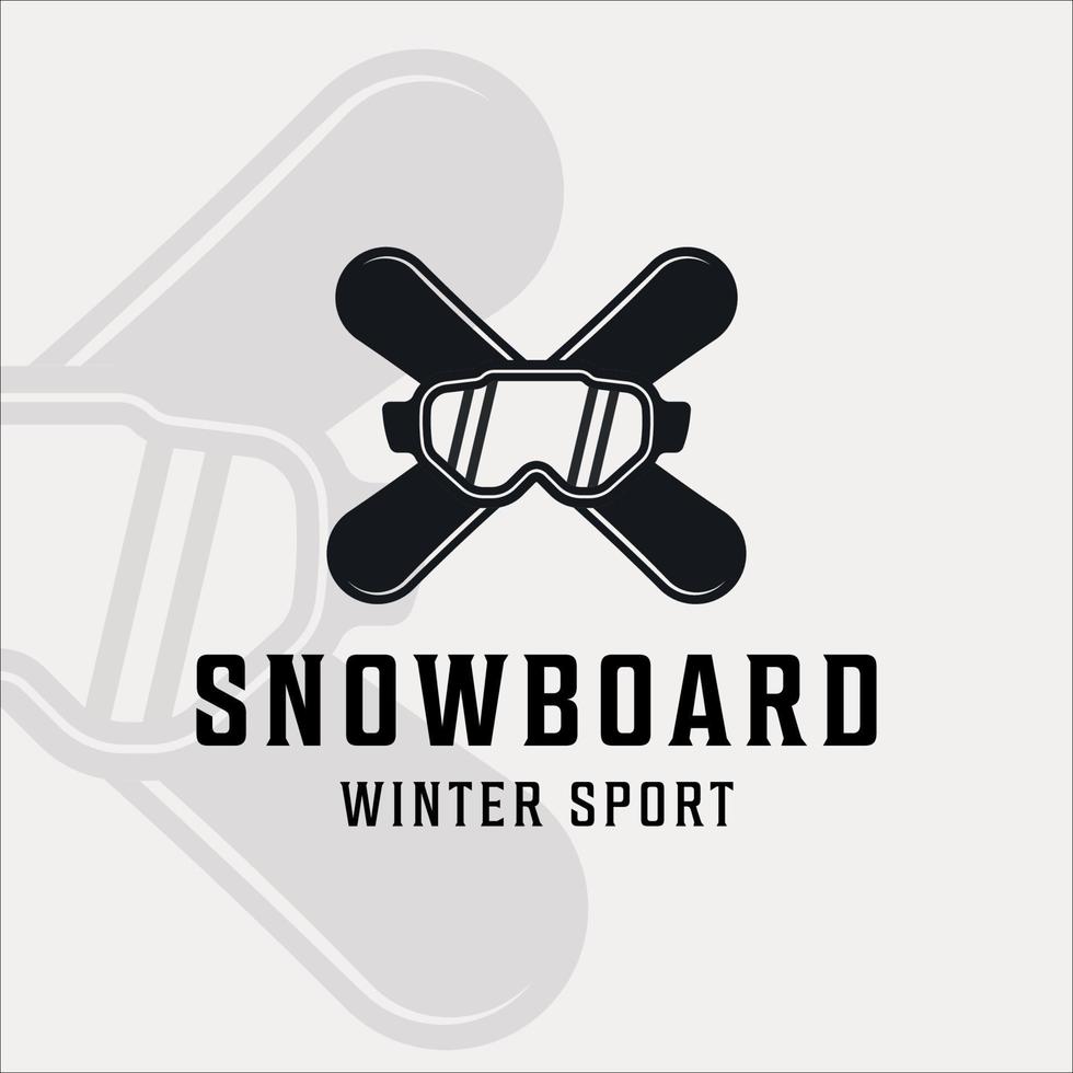 snowboard logo vintage vector ilustración plantilla icono diseño gráfico. gafas de esquí y símbolo de tablero o signo para tienda o negocio de deportes de invierno