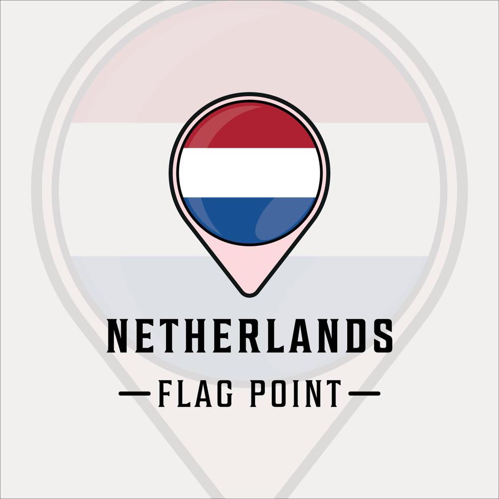 diseño gráfico del icono de la plantilla de la ilustración del vector del logotipo de los Países Bajos del punto de la bandera. mapas ubicación país signo o símbolo