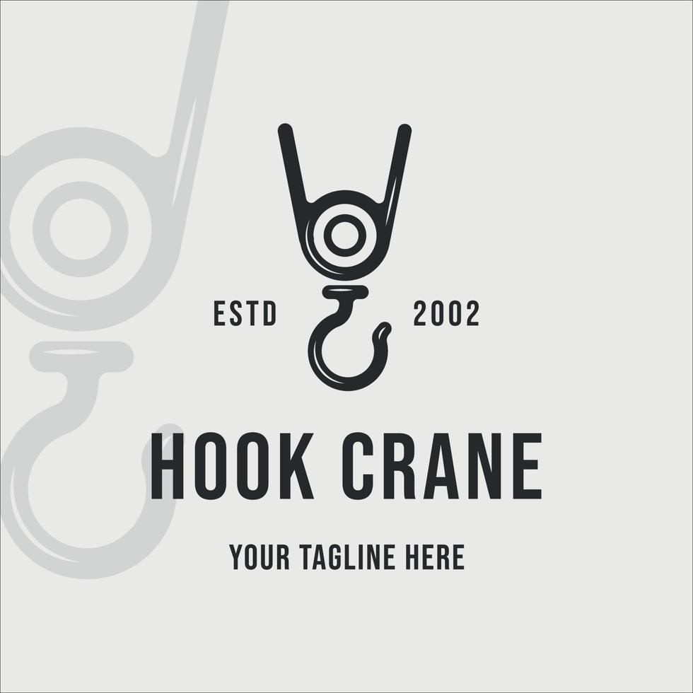 hook crane logo vintage  vector illustration template icon graphic design. retro construction sign or symbol for industry and company concept