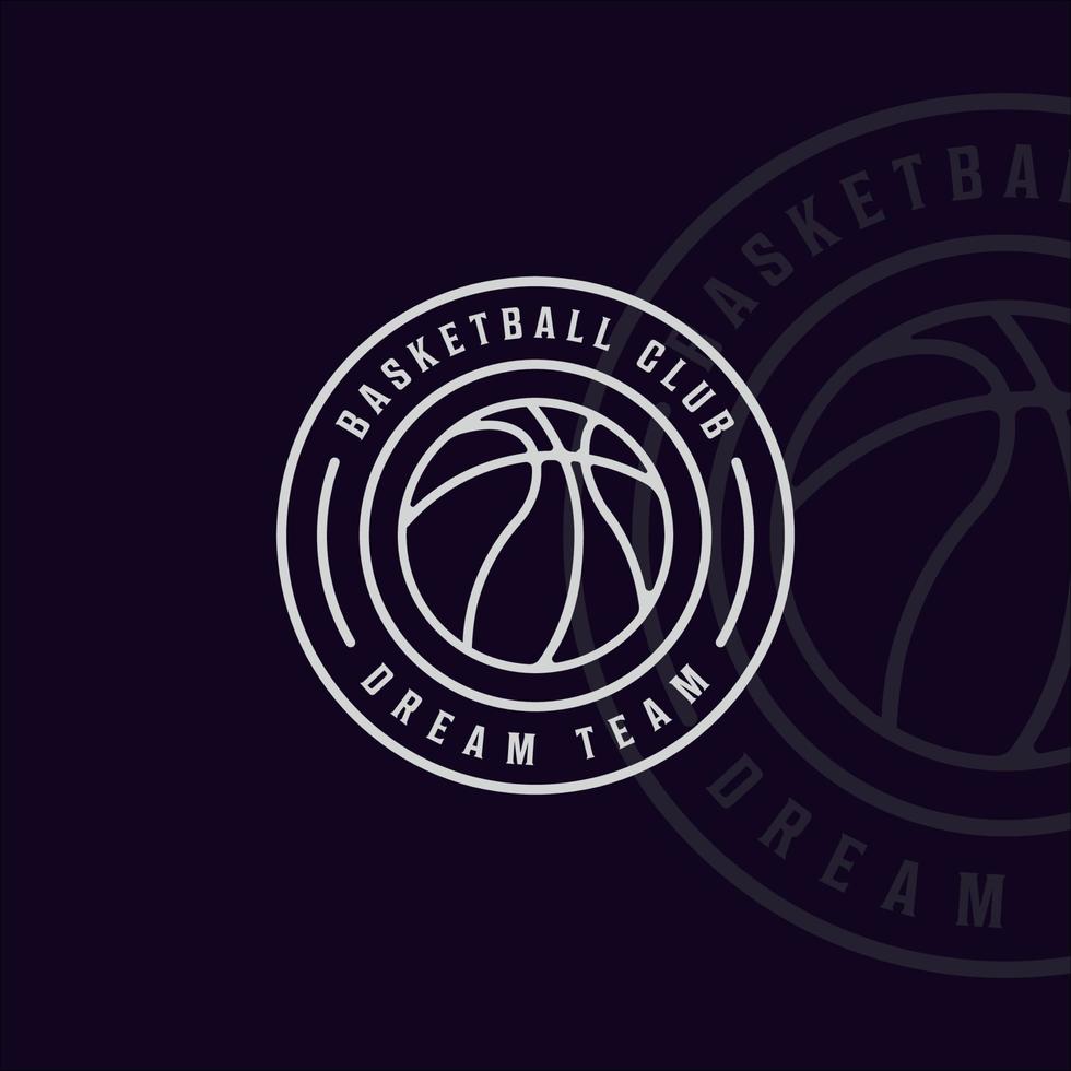 basketball logo line art simple vector illustration template icon graphic design. sport sign or symbol for team or club league and competition concept with badge and typography style