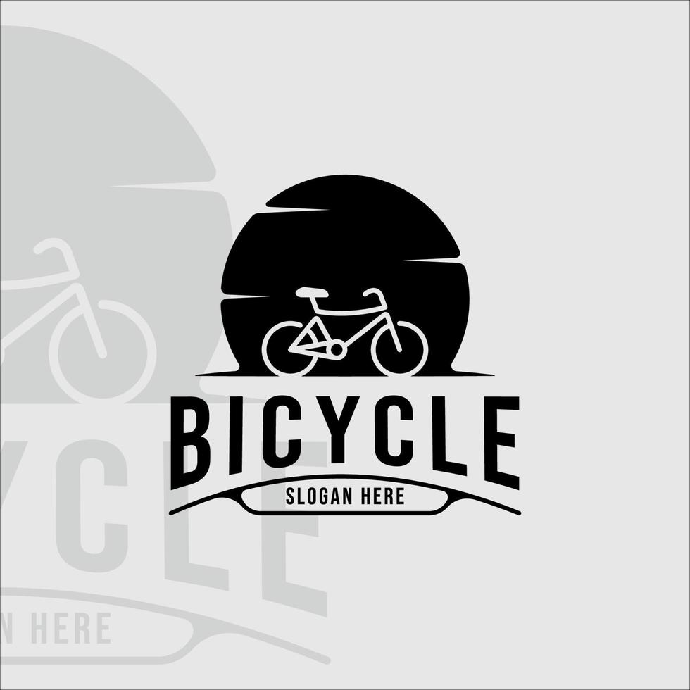 bicycle at the moon logo with sun vintage vector illustration template icon graphic design