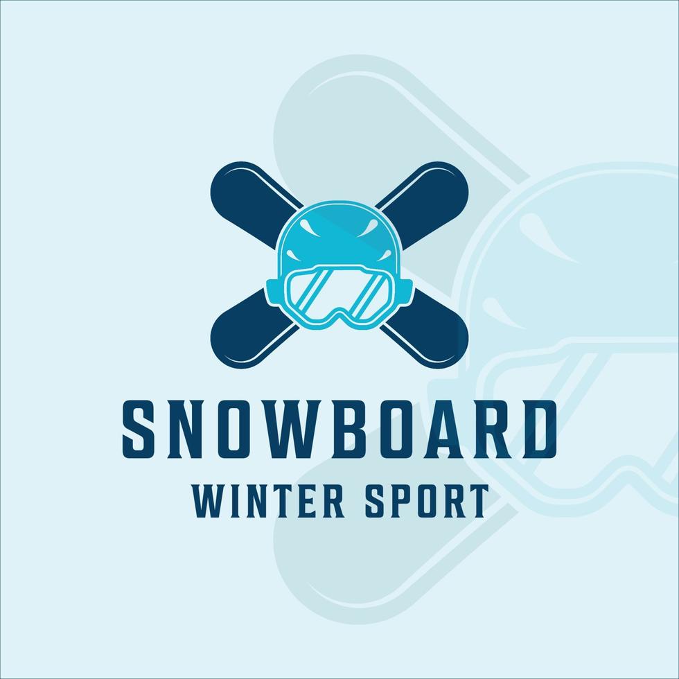 snowboard logo vintage vector ilustración plantilla icono diseño gráfico. gafas de esquí y símbolo de tablero o signo para tienda o negocio de deportes de invierno